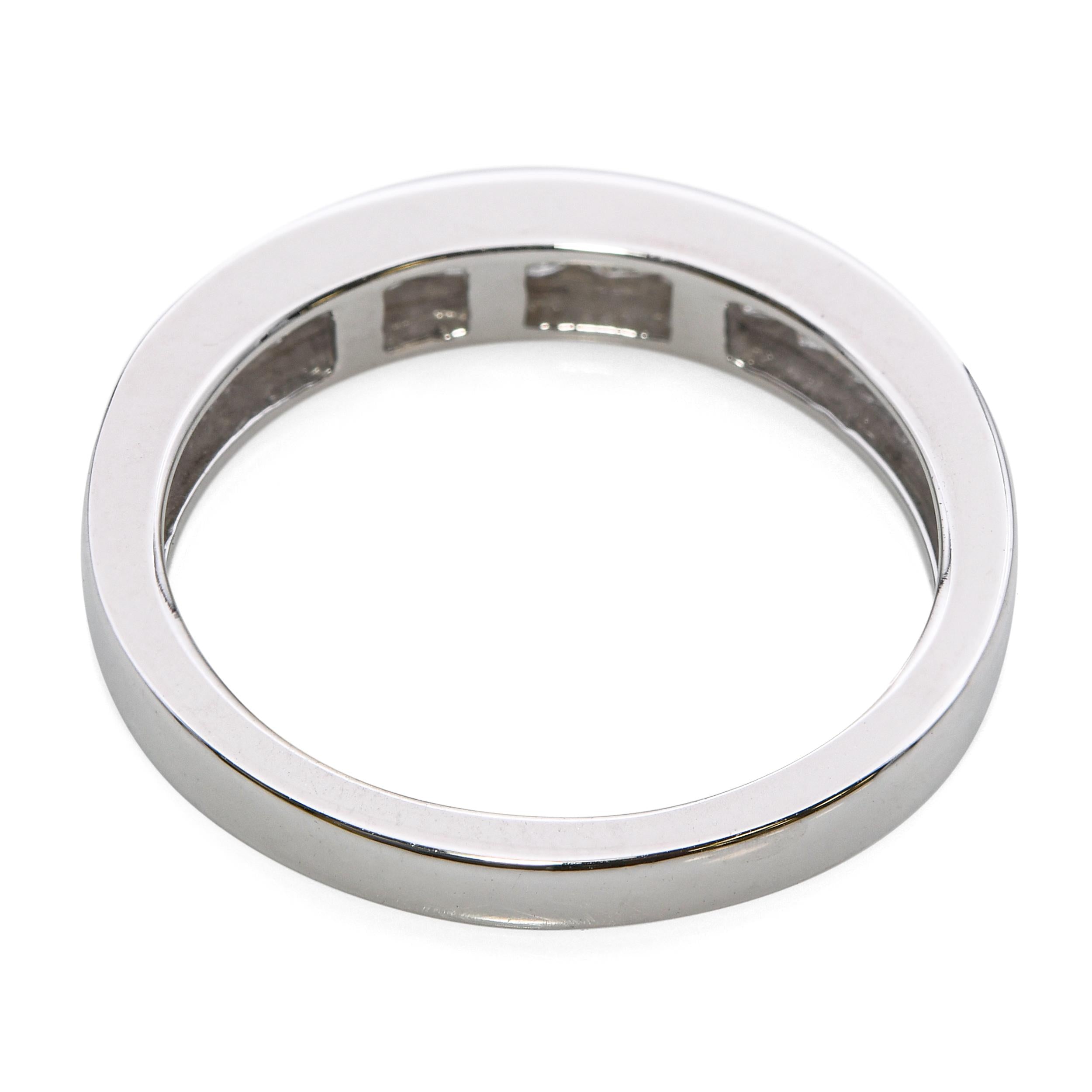 Vintage 18k White Gold Channel Set 0.33tcw Princess Cut Diamond Band