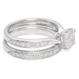 Platinum 1.59 TCW Diamond Half Eternity Wedding Band and Engagement Ring GIA