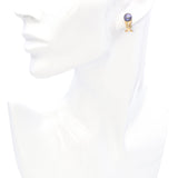 14k Sandblasted Yellow Gold Tahitian Pearl and Diamond Drop Earrings