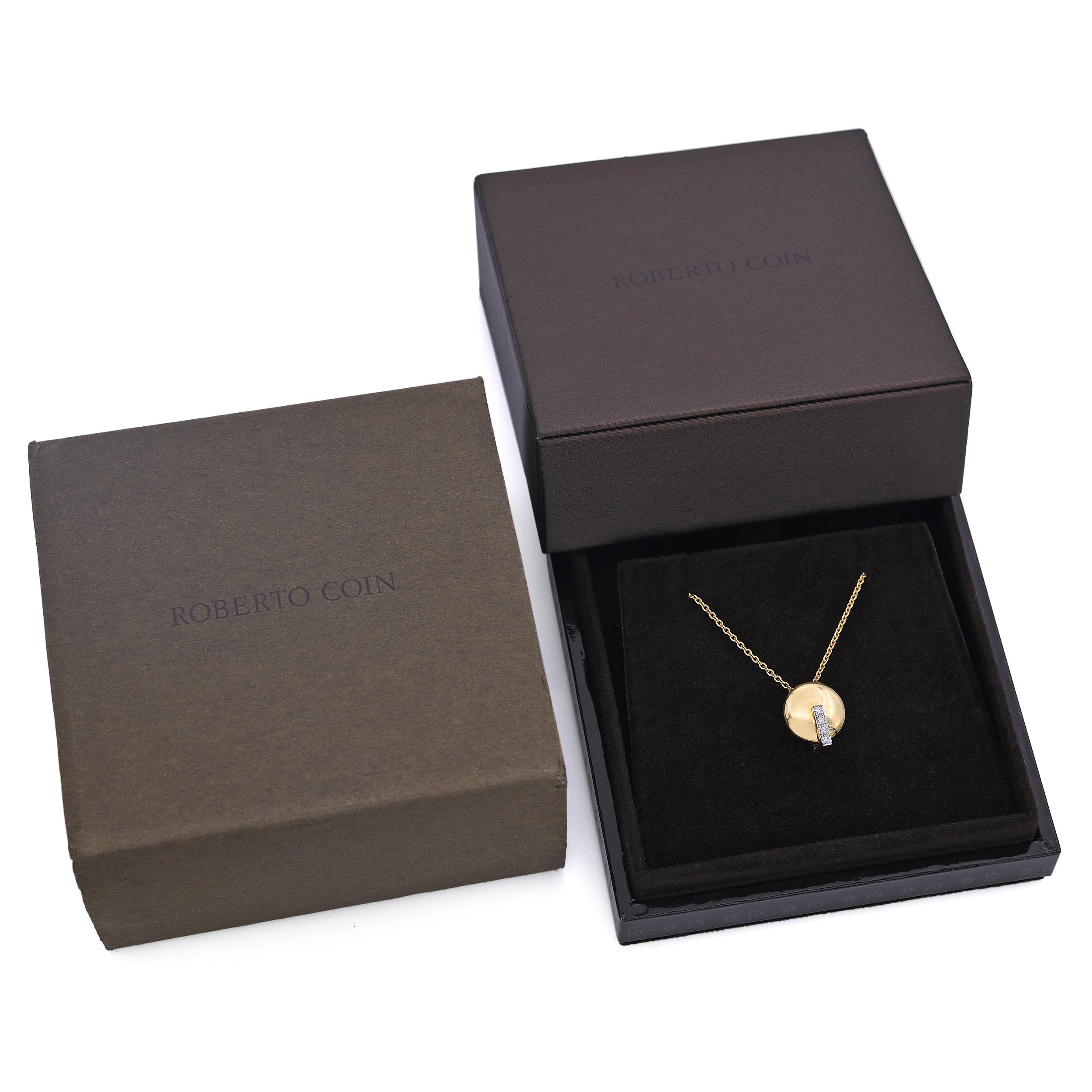 Roberto Coin 18k Two-Tone Gold Diamond Disc Pendant Necklace