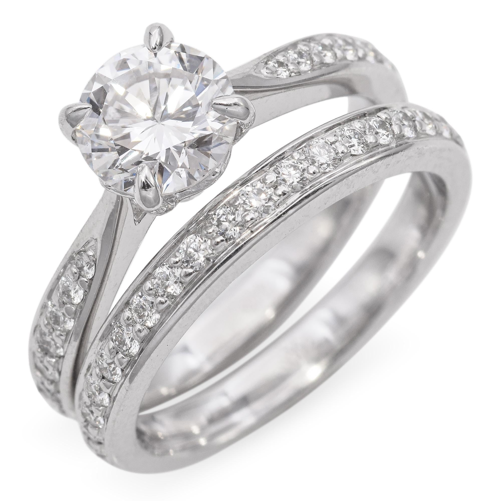 Platinum 1.59 TCW Diamond Half Eternity Wedding Band and Engagement Ring GIA