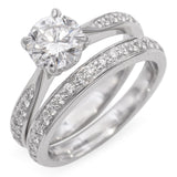 Platinum 1.59 TCW Diamond Half Eternity Wedding Band and Engagement Ring GIA