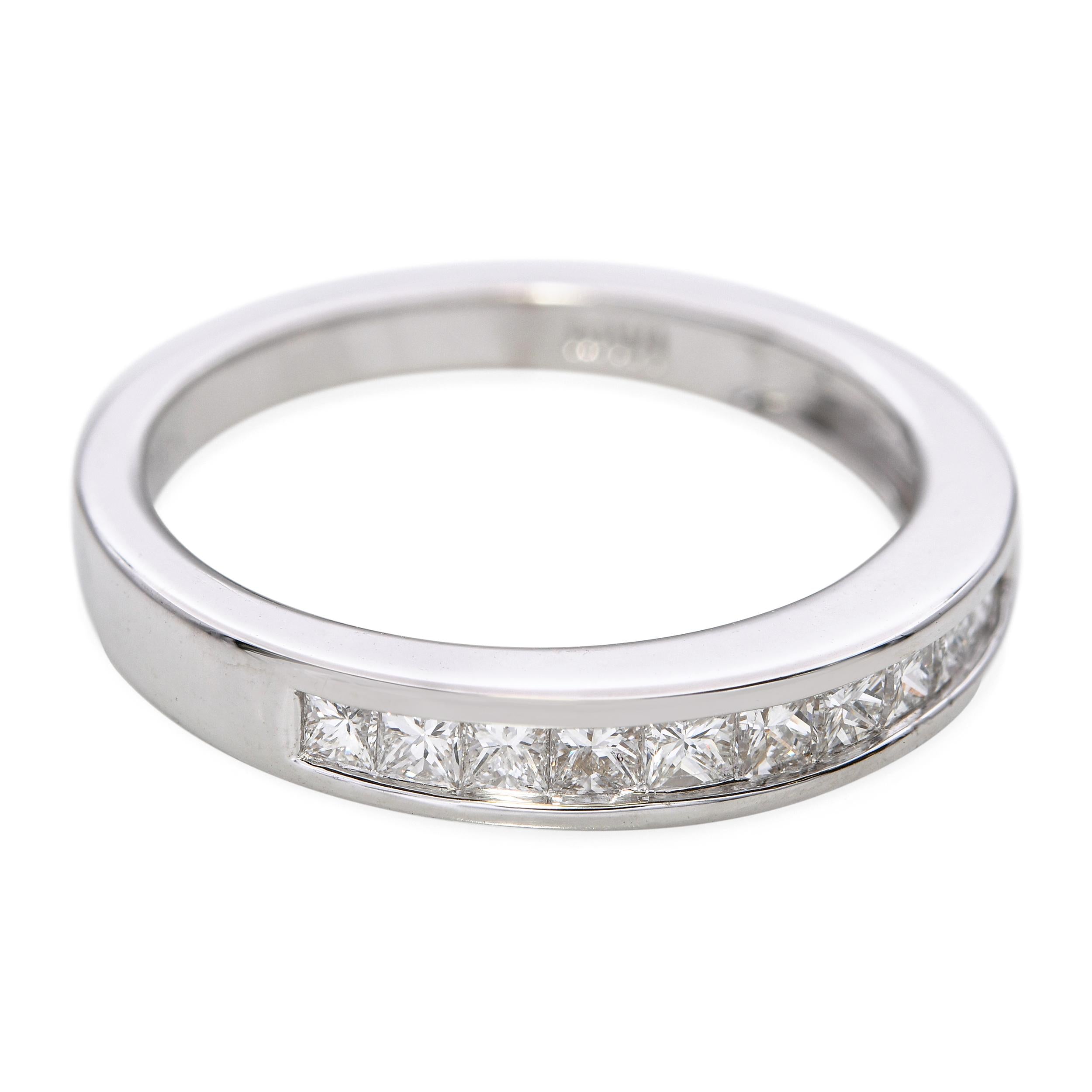 Vintage 18k White Gold Channel Set 0.33tcw Princess Cut Diamond Band