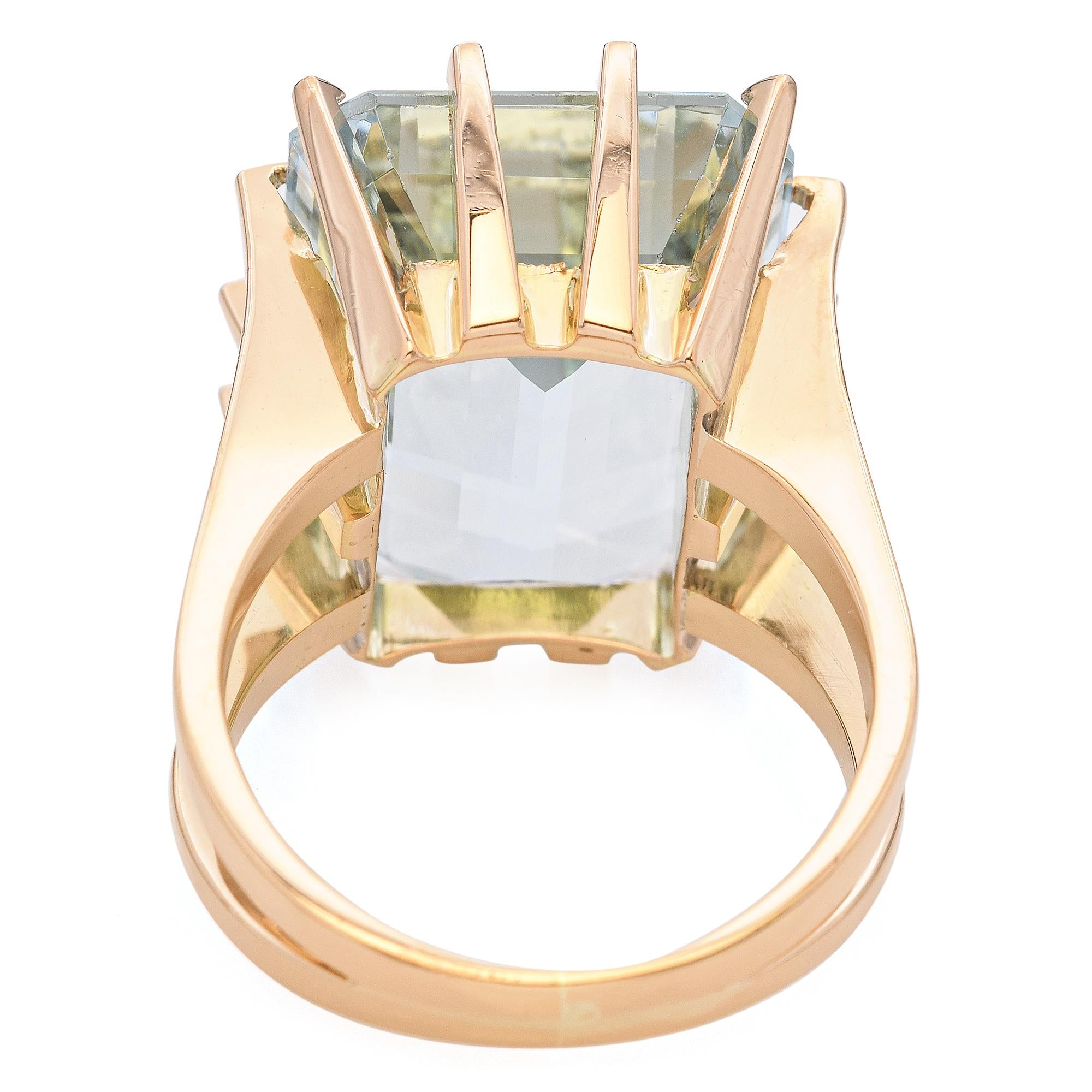 Vintage 18k Yellow Gold 16.6ct Aquamarine Statement Ring