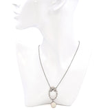 Antique Edwardian Platinum & Gold Bow Motif Diamond & Opal Drop Pendant Necklace