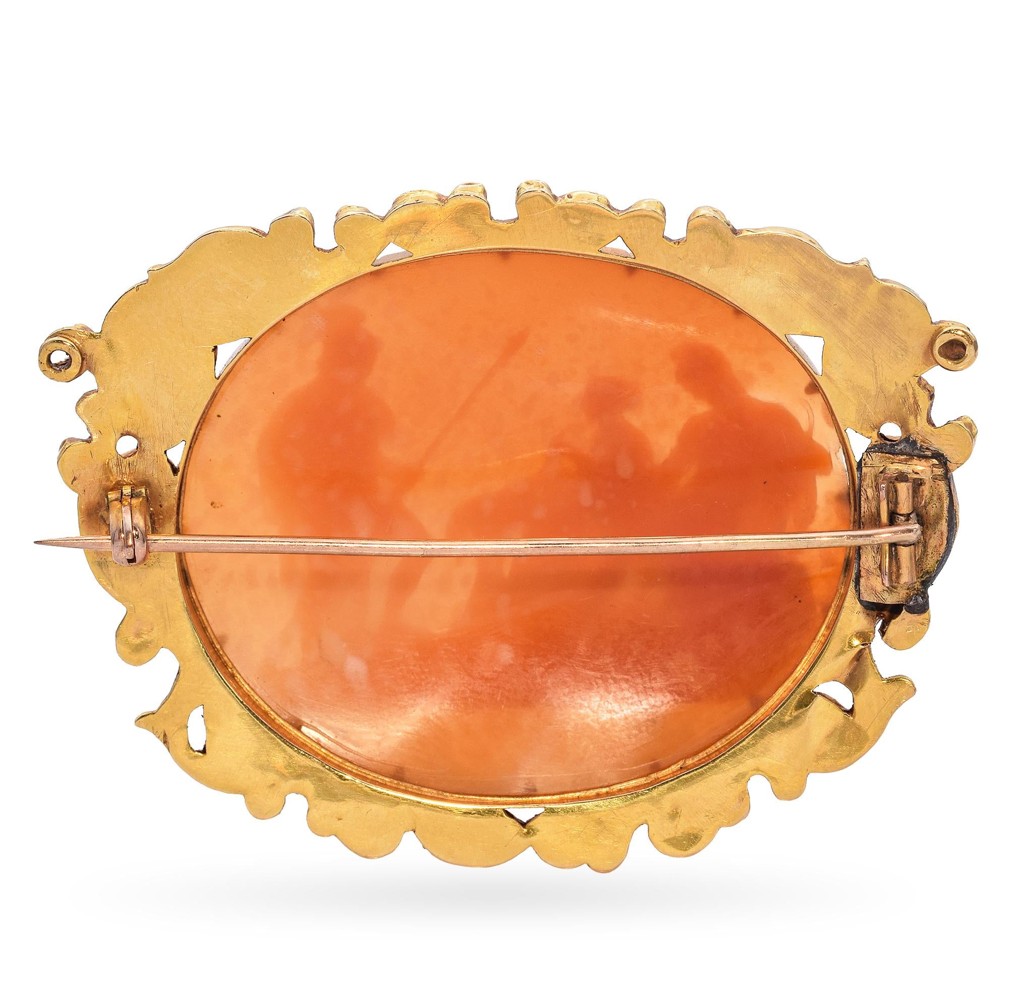 Antique 18k Yellow Gold "Hector going to see Paris" Cameo Brooch