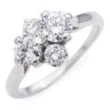 Vintage 18K White Gold Four Diamond Cluster Ring