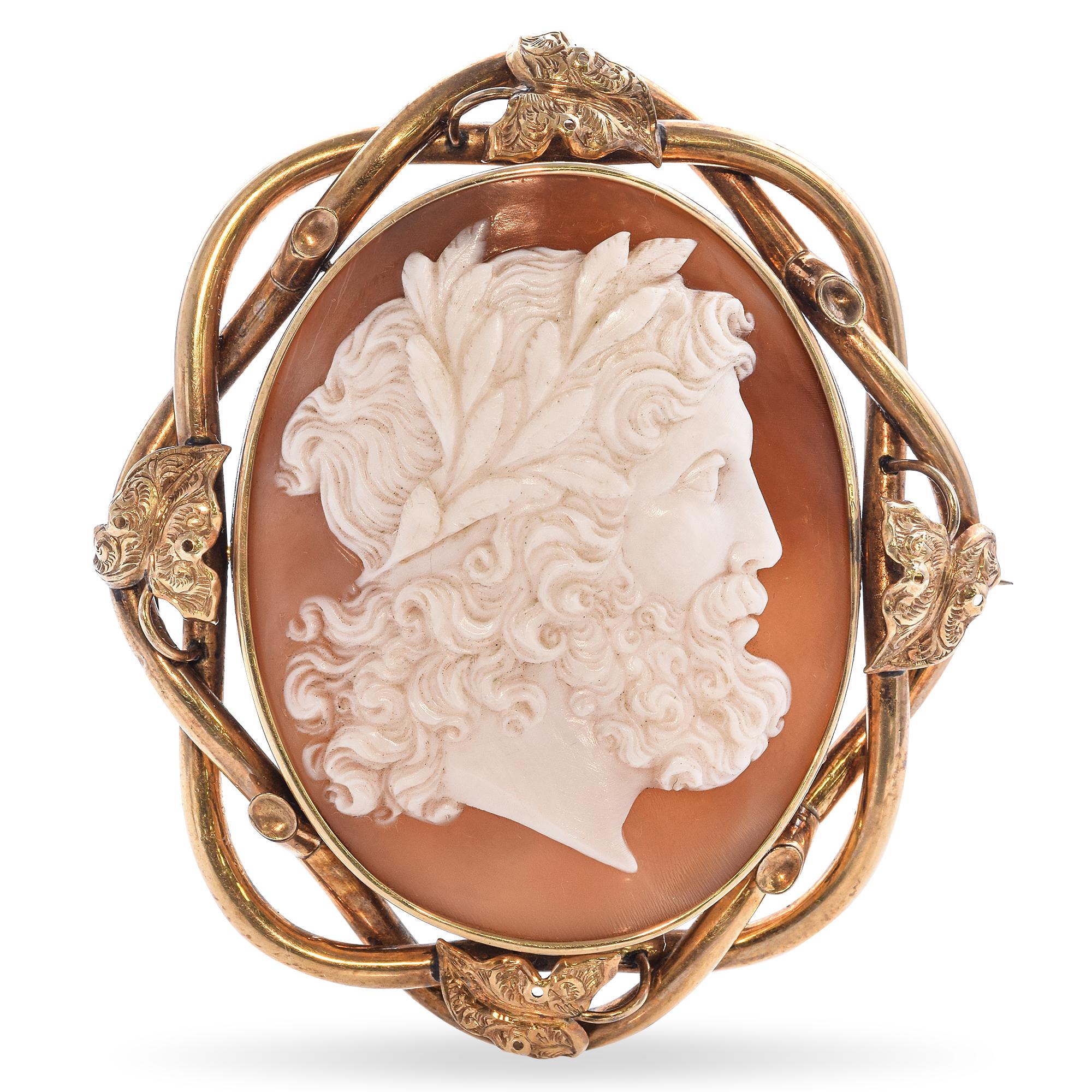 Antique Yellow Gold "Zeus" Cameo Brooch
