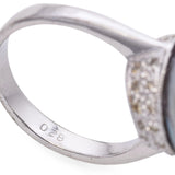 Vintage 18k White Gold Tahitian Black Pearl and Diamond Ring