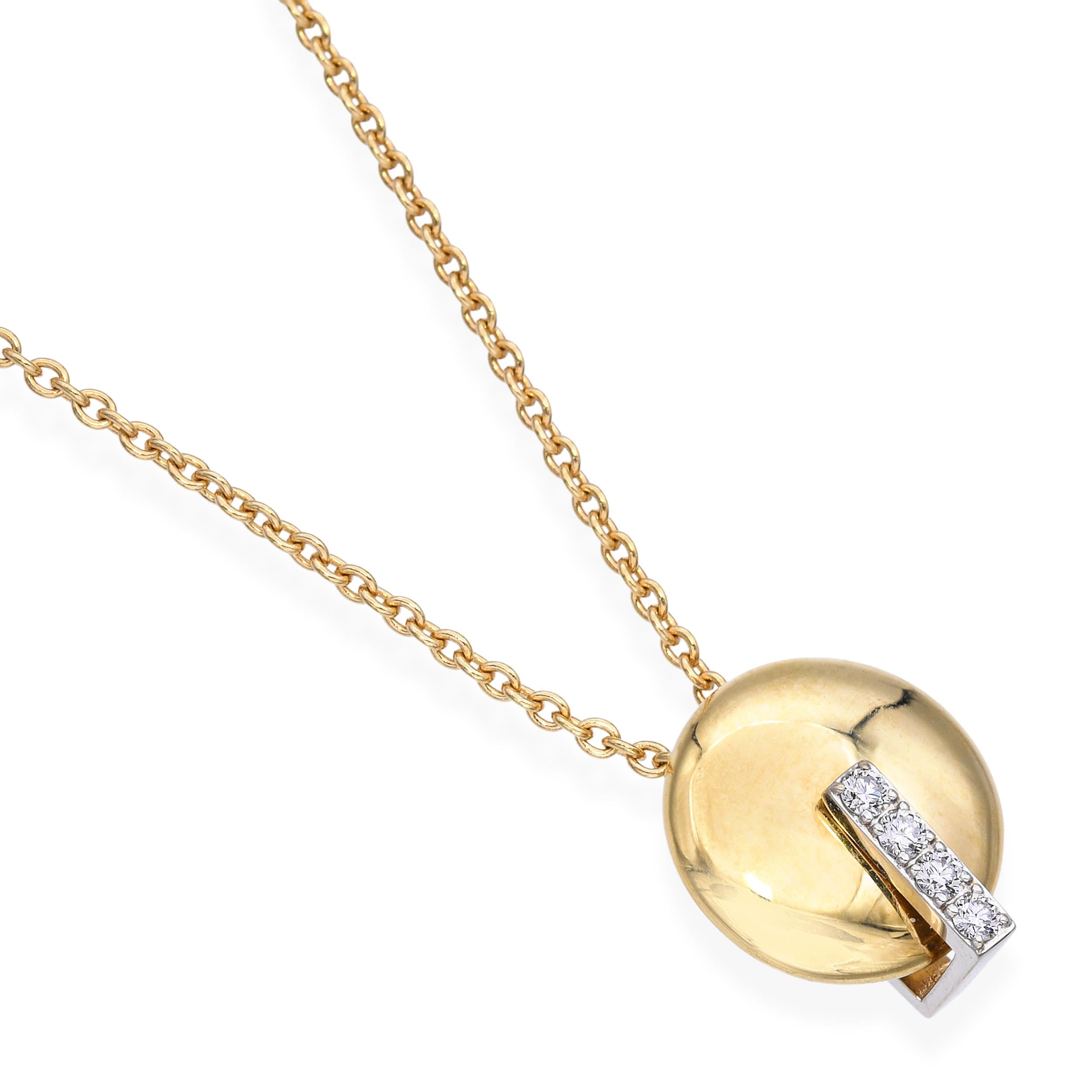 Roberto Coin 18k Two-Tone Gold Diamond Disc Pendant Necklace