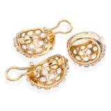 Vintage Yves 18k Yellow Gold Moonstone Cabochon Dome Ring and Earrings Set