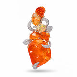 18k Two Tone Gold 19.02tcw Fire Opal and Diamond Pendant Brooch