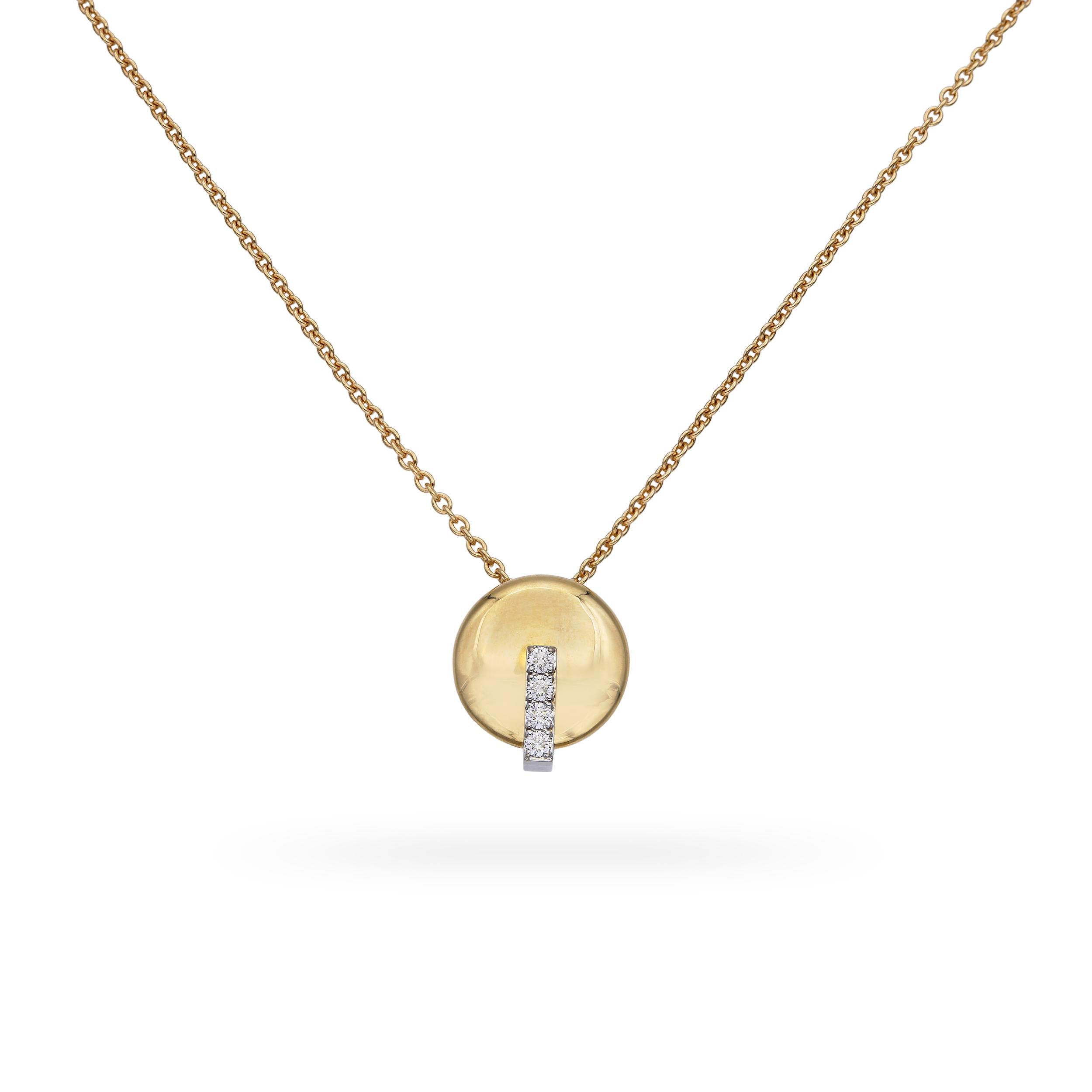 Roberto Coin 18k Two-Tone Gold Diamond Disc Pendant Necklace