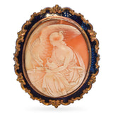 Antique 9k Yellow Gold Shell Cameo "Hebe and the Eagle of Jupiter" Brooch
