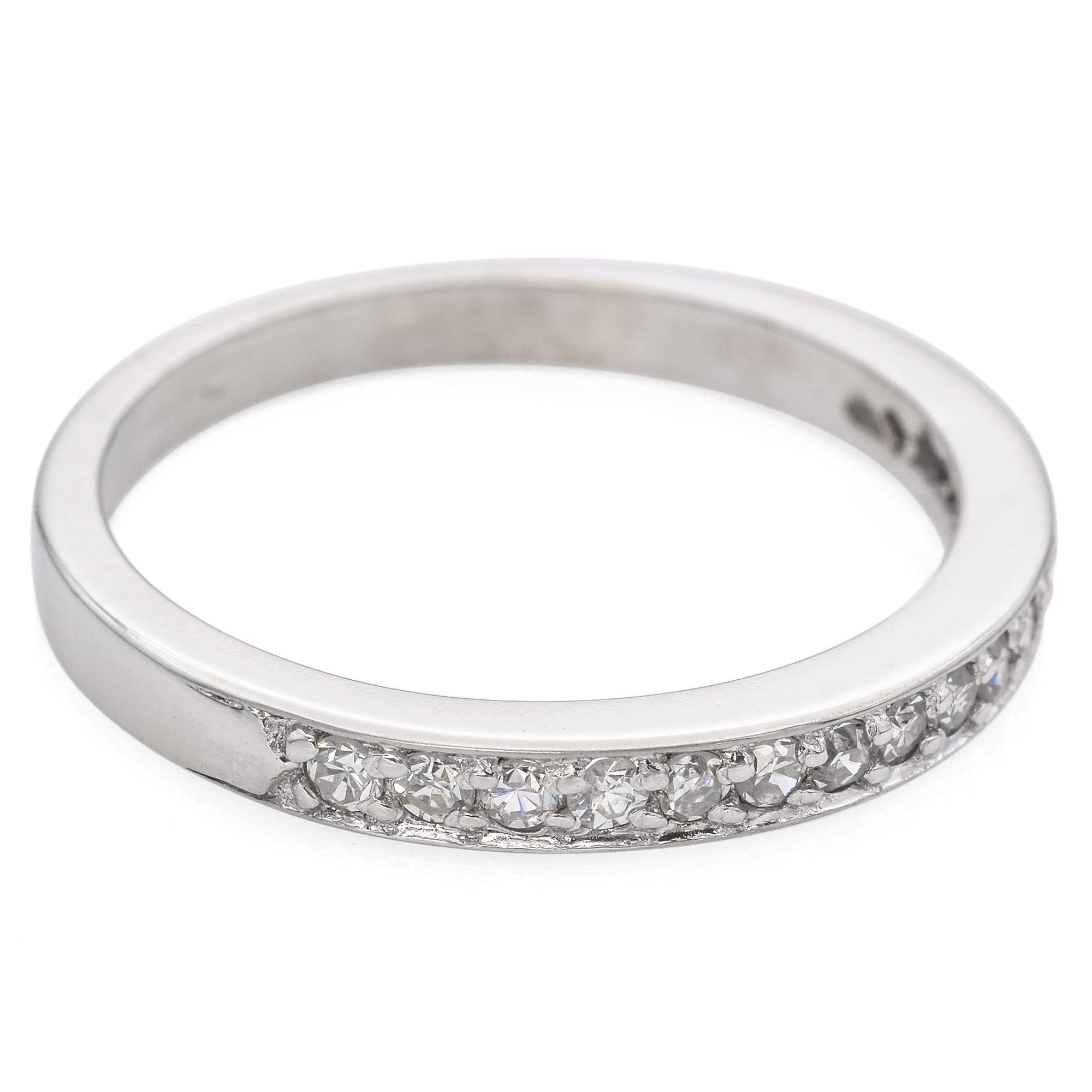 Vintage White Gold 0.24tcw Diamond Semi Eternity Wedding Band Ring