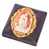 Antique 21k Yellow Gold Amalthea with Baby Zeus Cameo Brooch