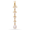 Vintage 14K Yellow Gold Leaf Motif Baroque Pearl Pendant