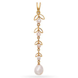 Vintage 14K Yellow Gold Leaf Motif Baroque Pearl Pendant