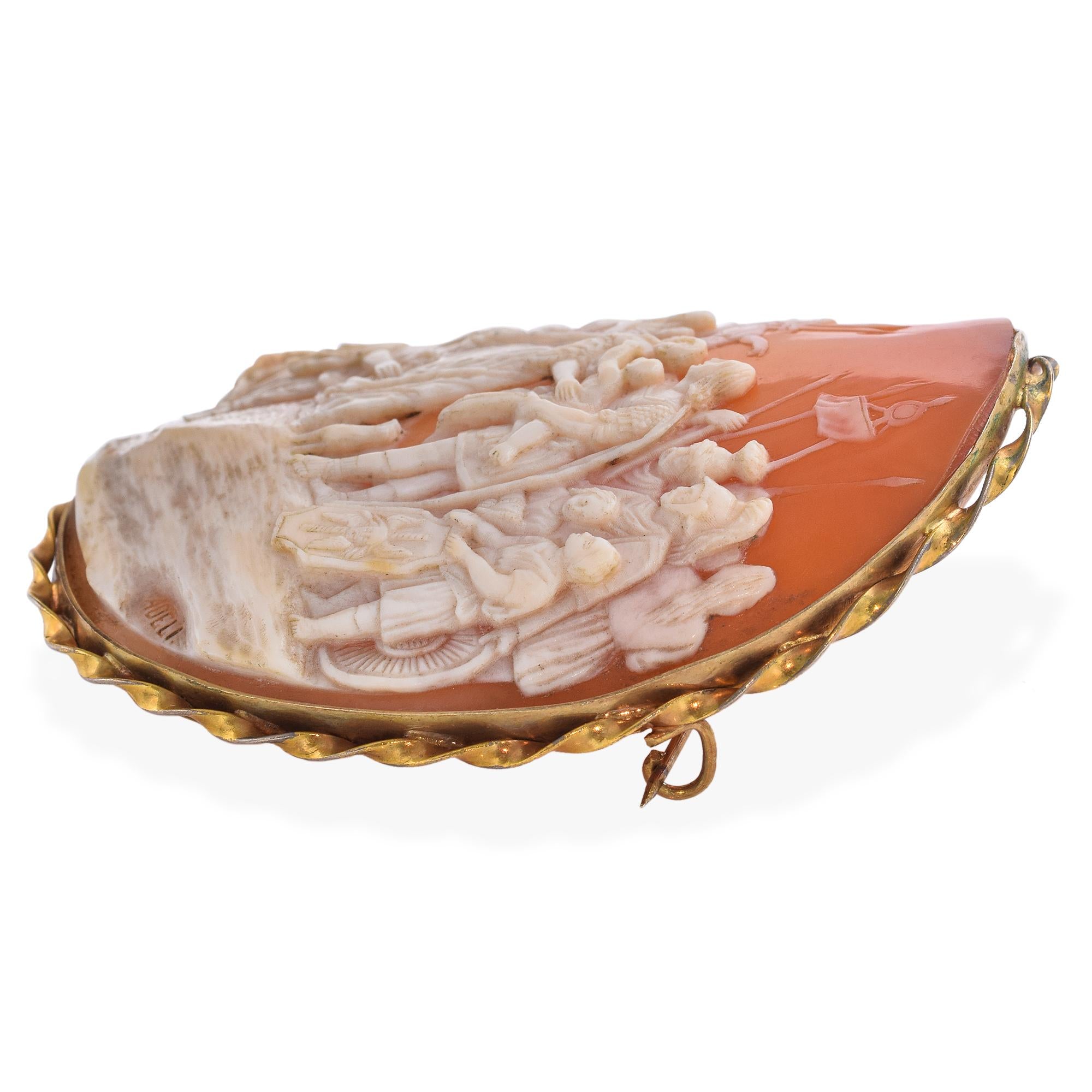 Antique Gilt Christening of the Baby Cameo Brooch