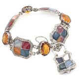 Antique Victorian Scottish Agate Bloodstone Citrine Silver Padlock Bracelet