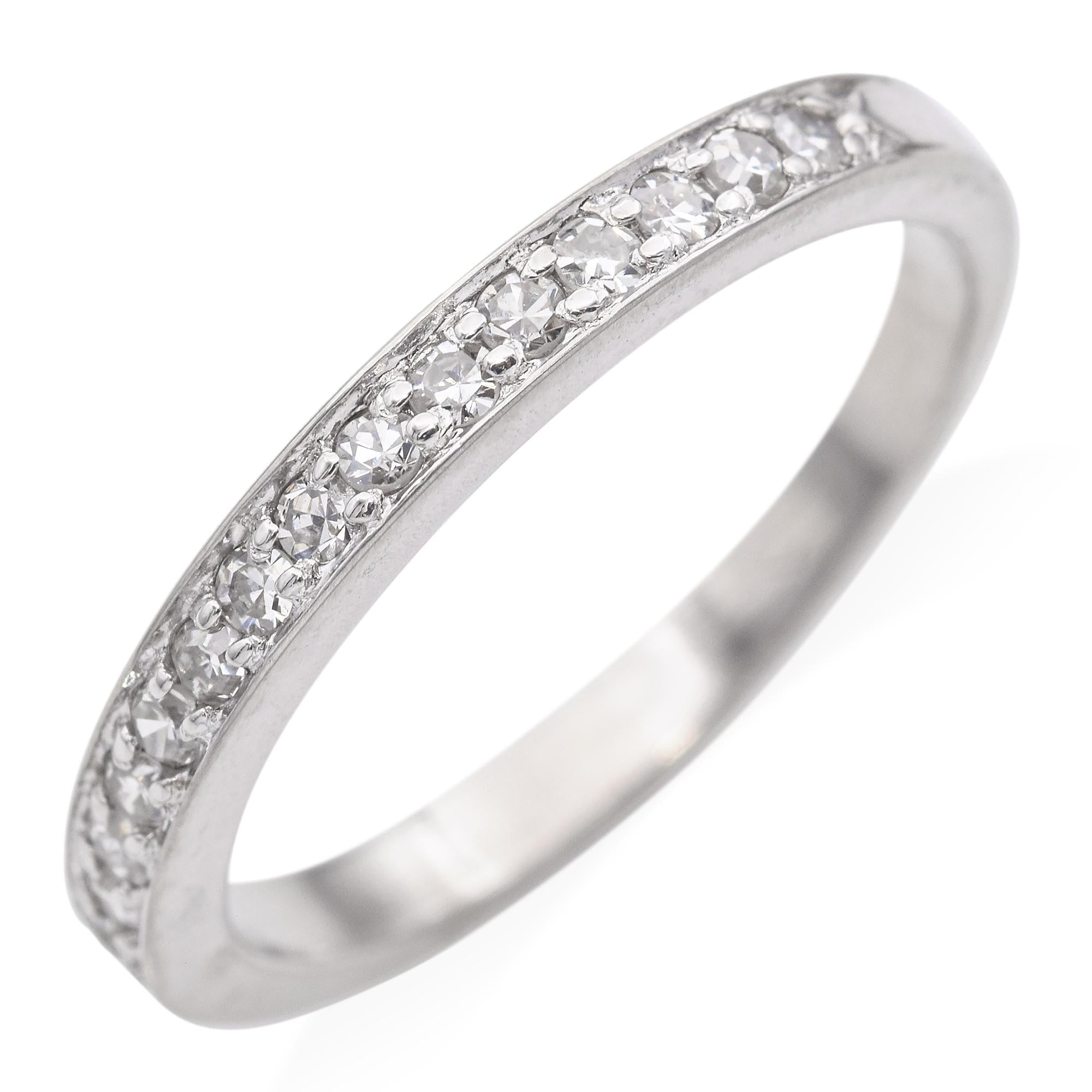 Vintage White Gold 0.24tcw Diamond Semi Eternity Wedding Band Ring