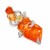 18k Two Tone Gold 19.02tcw Fire Opal and Diamond Pendant Brooch