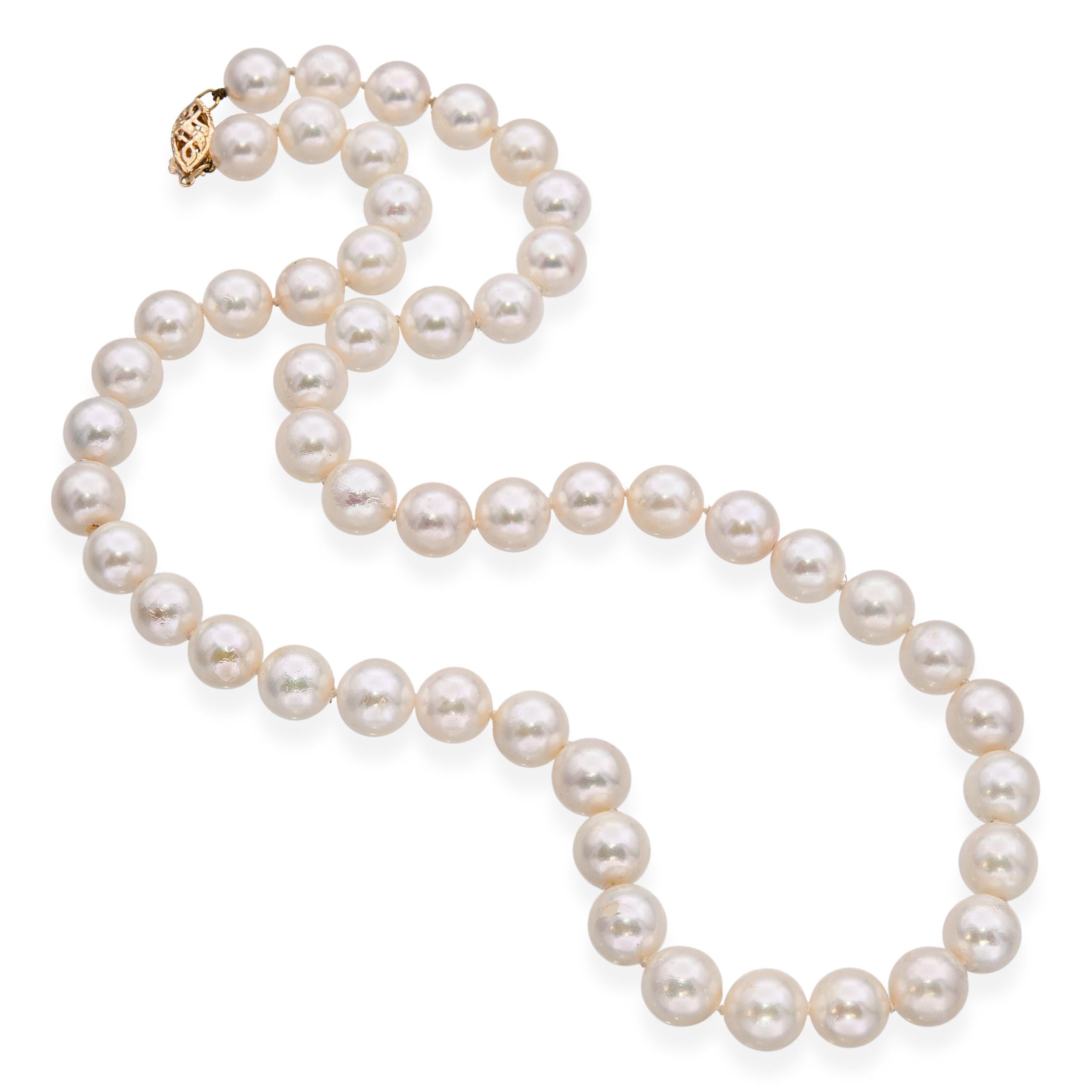 Vintage 14k Yellow Gold Pearl Strand Necklace