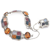 Antique Victorian Scottish Agate Bloodstone Citrine Silver Padlock Bracelet