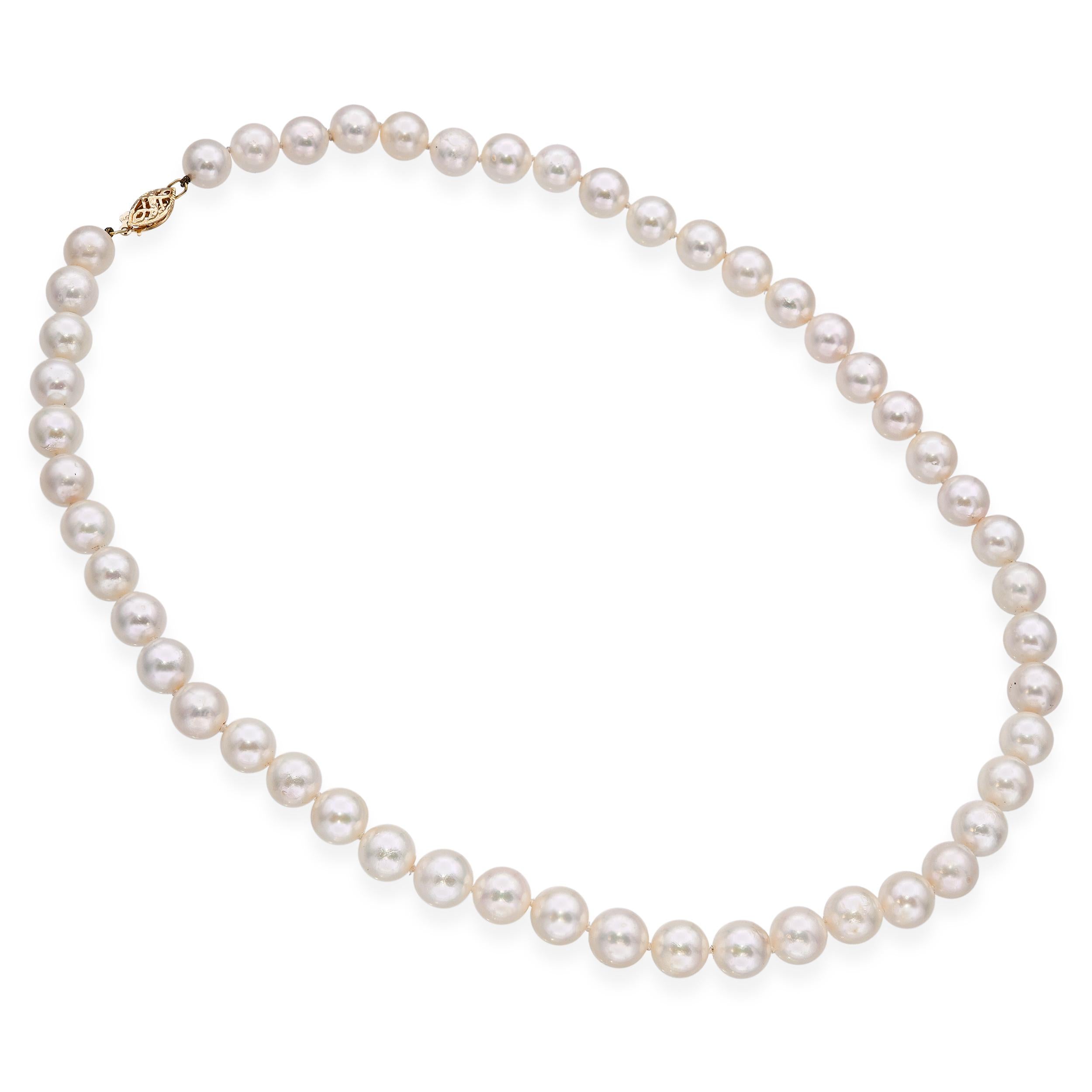 Vintage 14k Yellow Gold Pearl Strand Necklace