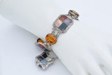 Antique Victorian Scottish Agate Bloodstone Citrine Silver Padlock Bracelet