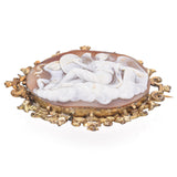 Antique Yellow Gold Winged Nike Judging Souls with Eros Cameo Brooch