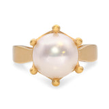 Vintage 18k Yellow Gold Pearl 10mm Pearl Ring