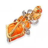 18k Two Tone Gold 19.02tcw Fire Opal and Diamond Pendant Brooch
