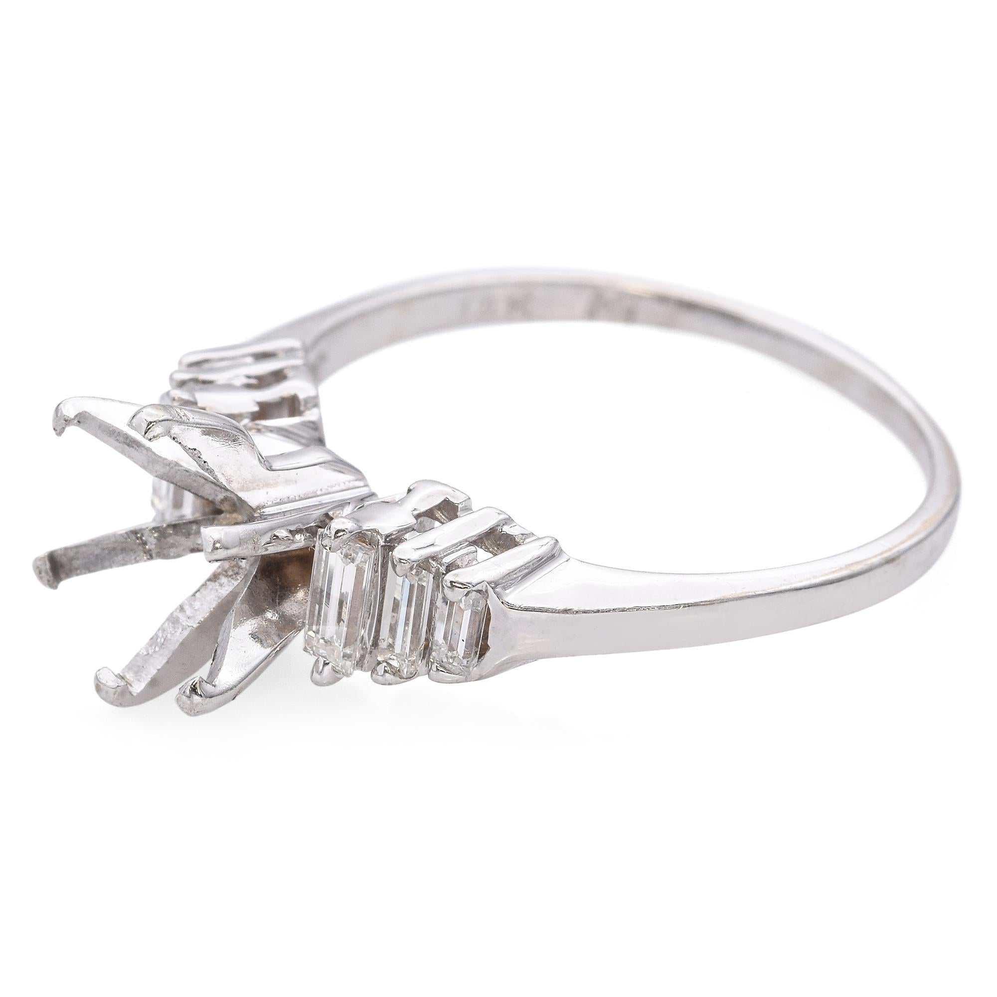 14k White Gold and Diamond Semi Mount Engagement Ring