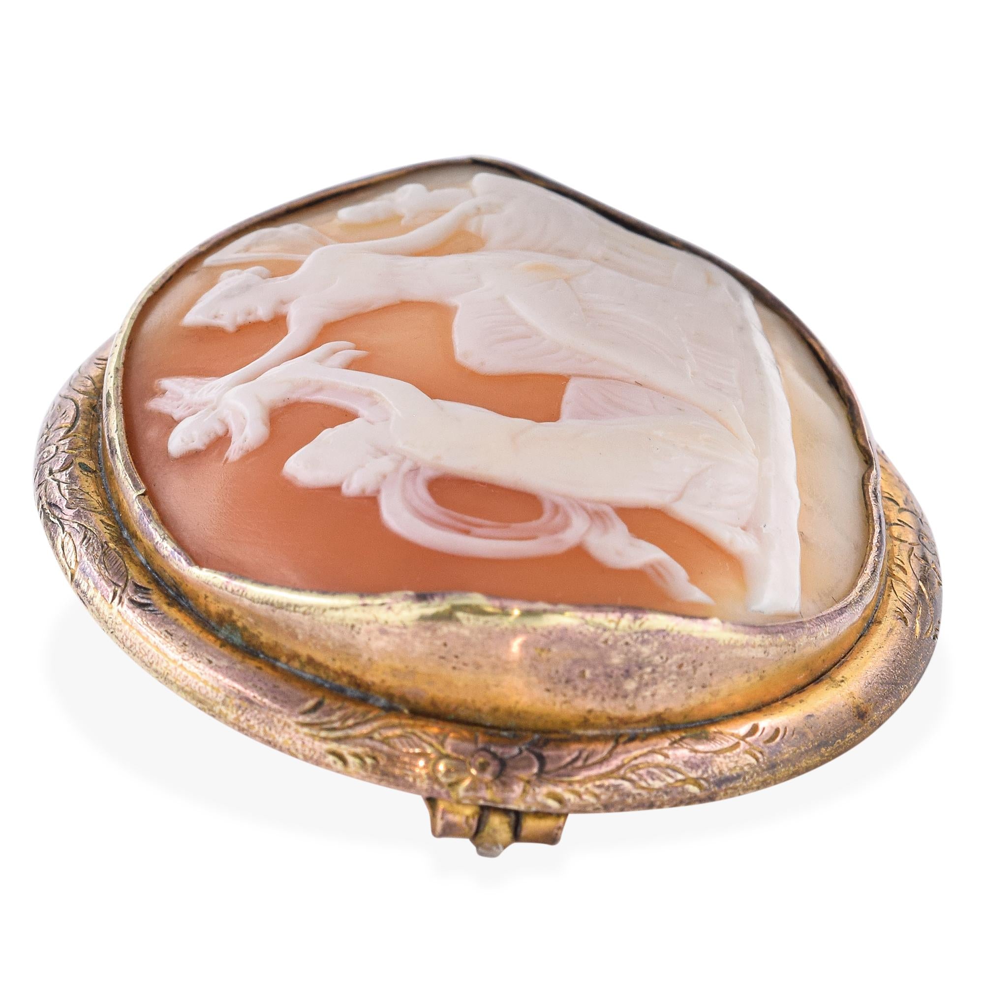 Antique Psyche and Aphrodite Cameo Brooch