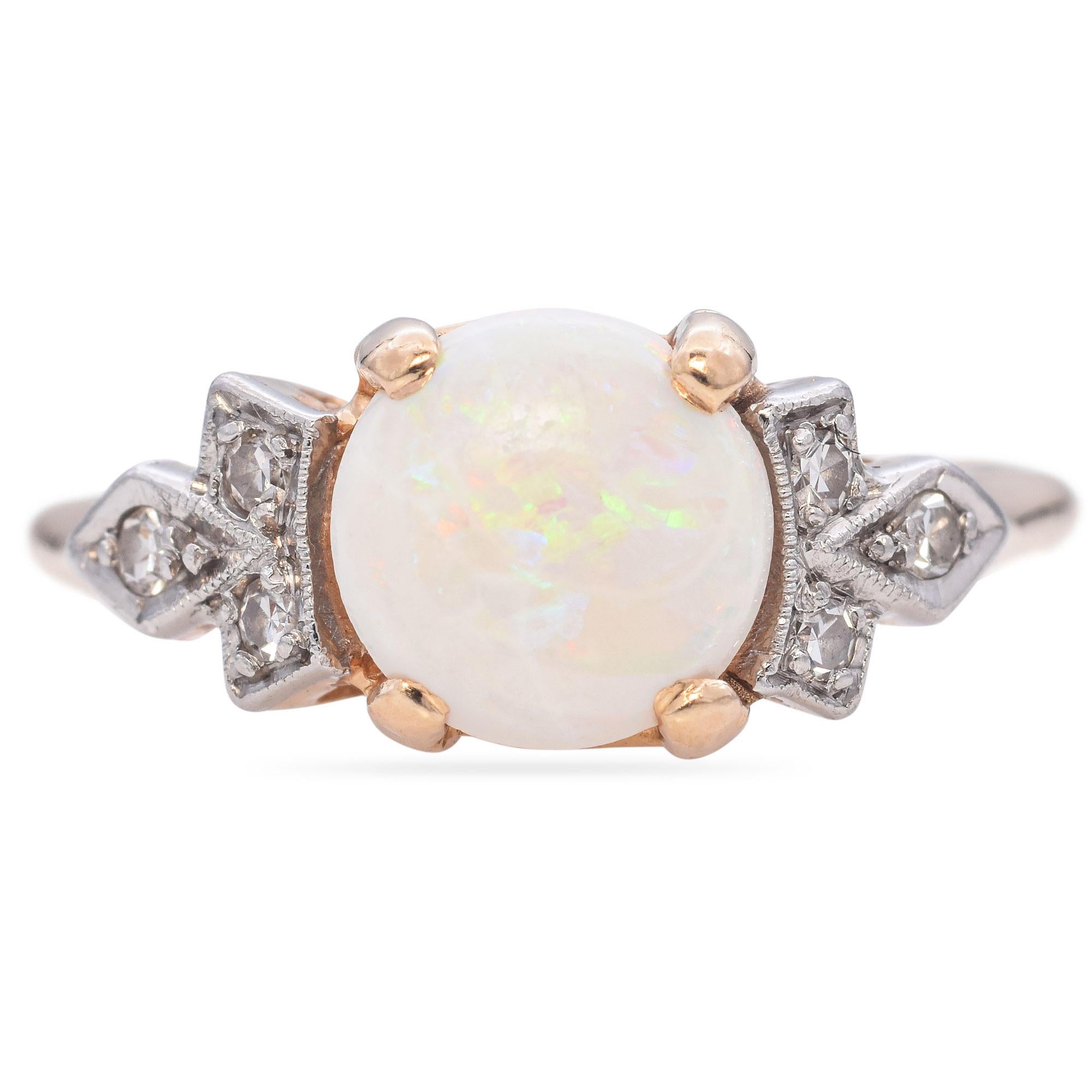 Vintage Yellow Gold Opal and Diamond Ring – Blue Ribbon Rarities