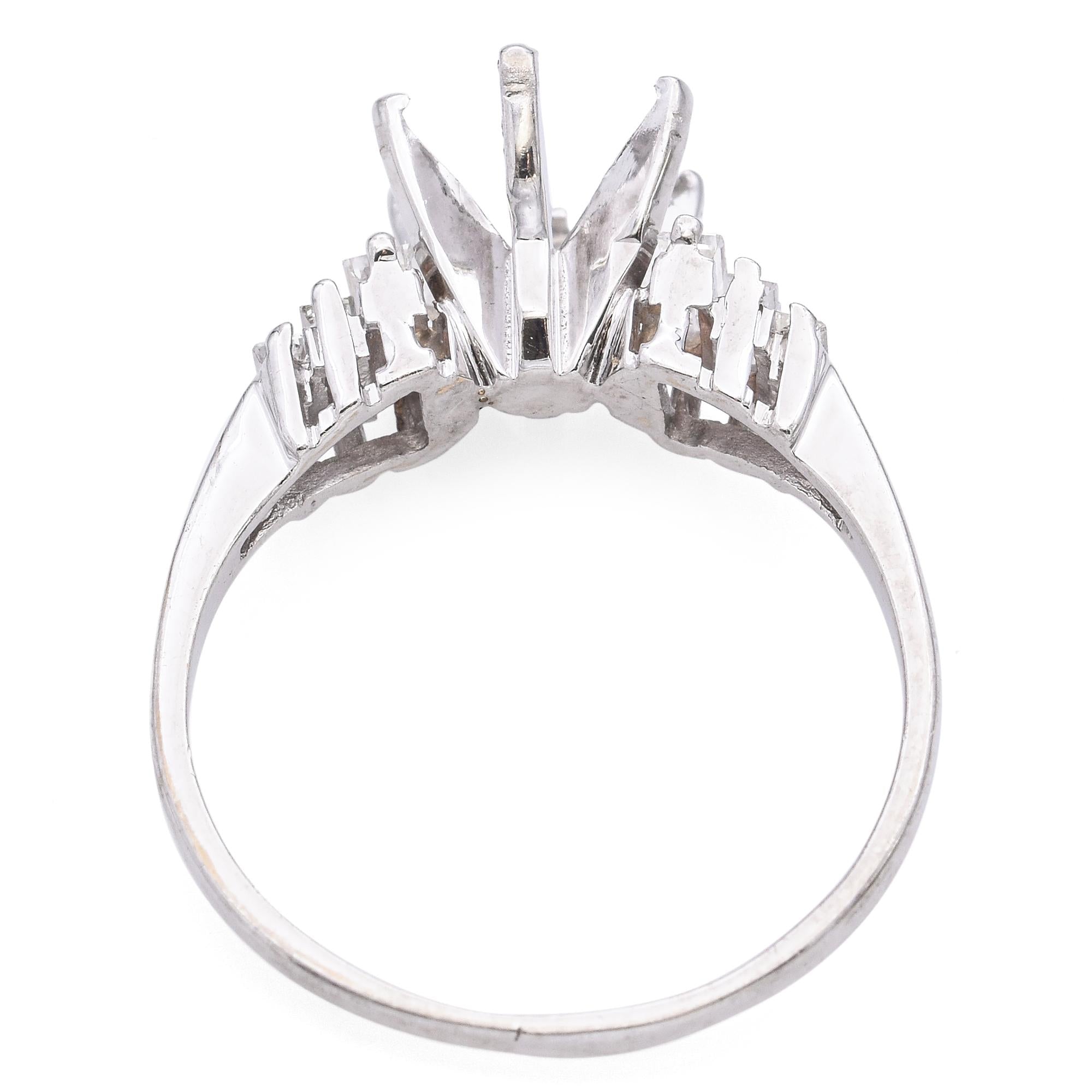 14k White Gold and Diamond Semi Mount Engagement Ring