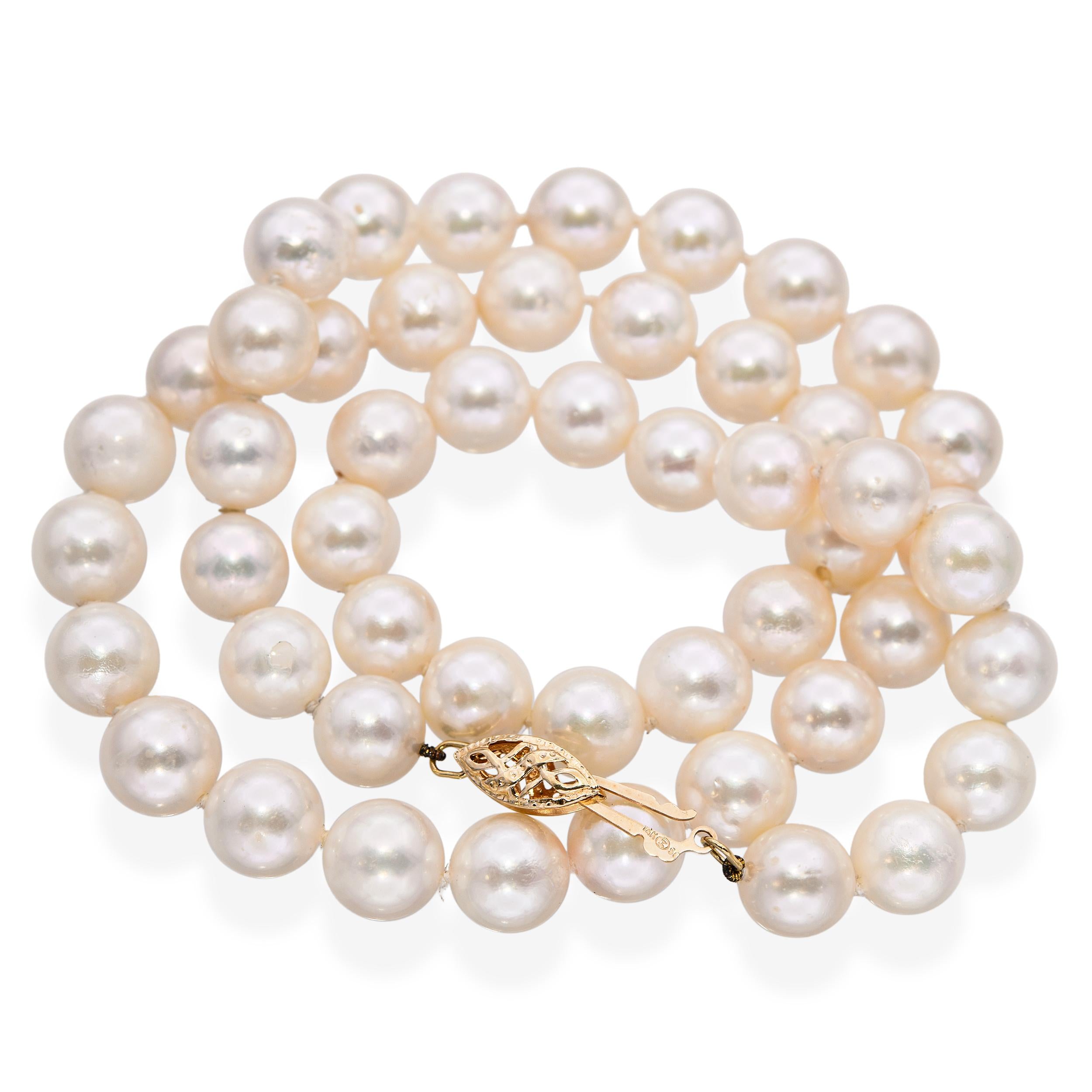 Vintage 14k Yellow Gold Pearl Strand Necklace