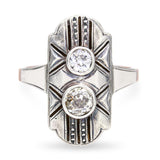 Antique Yellow Gold and Silver Top Old Mine Cut Diamond Dinner Ring