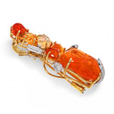 18k Two Tone Gold 19.02tcw Fire Opal and Diamond Pendant Brooch