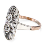 Antique Yellow Gold and Silver Top Old Mine Cut Diamond Dinner Ring
