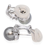 Vintage 14k White Gold South Sea Pearl and Diamond Butterfly Earrings