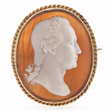 Antique Yellow Gold Shell Cameo "George Washington" Brooch