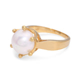 Vintage 18k Yellow Gold Pearl 10mm Pearl Ring