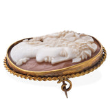 Antique Gilt Shell Cameo "Baccus" Brooch