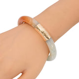 Vintage 14k Yellow Gold GIA Grade A Green & Orange Jadeite Jade Bangle