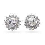 Vintage 8k White Gold 2.0tcw J I1 Diamond Halo Stud Earrings