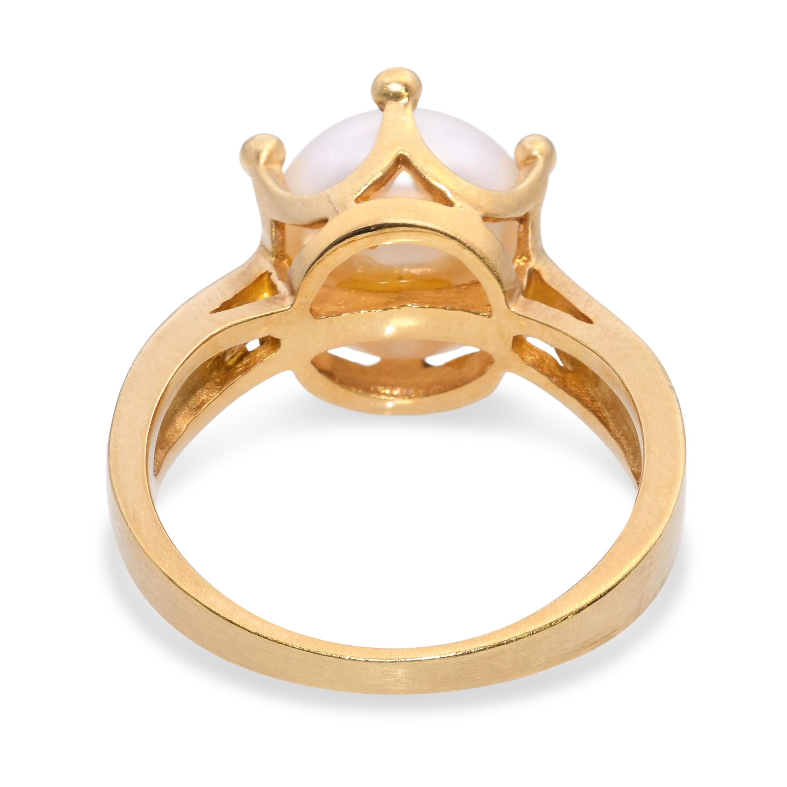 Vintage 18k Yellow Gold Pearl 10mm Pearl Ring