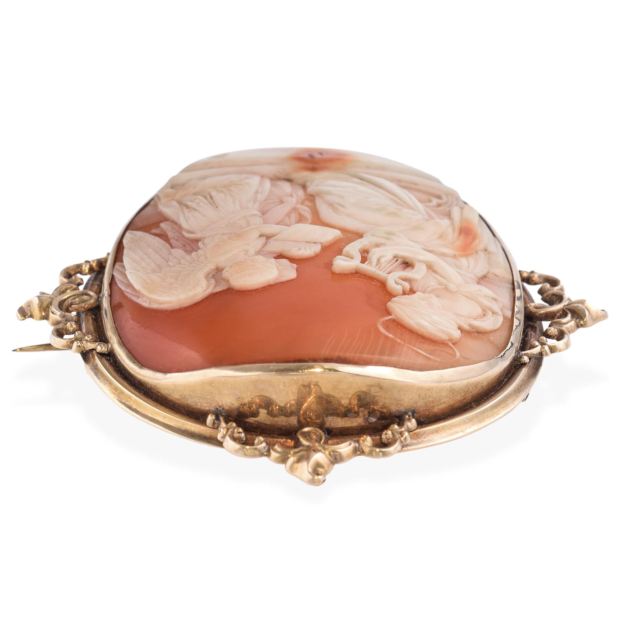 Antique 10k Saint Playing Music Cameo Brooch