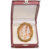 Antique 17K Yellow Gold Perseus Leading Andromeda Shell Cameo Brooch